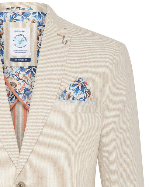 Linen Cotton Stripe Blazer - Sand